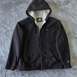 New Balance Men's M Black‎ Fleece Full Zip Hoodie Sherpa Lined Warm Jacket Gorp